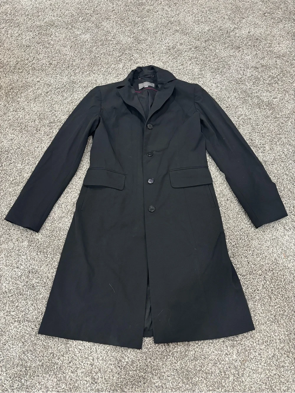 Ann Taylor Navy Single-Breasted Long Trench Coat